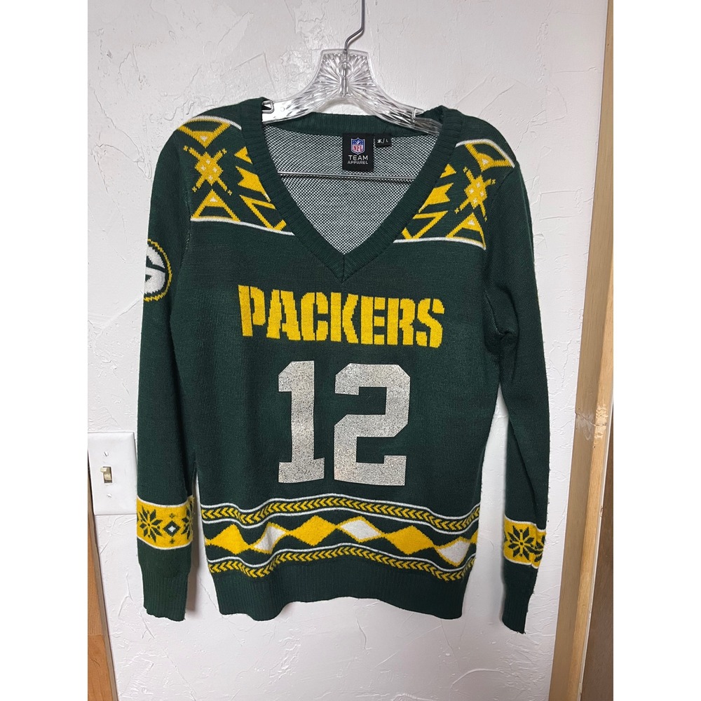 NFL‎ Green Bay Packers Aaron Rodgers 12 V Neck Sweater Adult XL